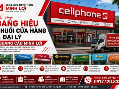 Thi công bảng hiệu chuỗi cửa hàng CellphoneS - Quảng cáo minh lợi