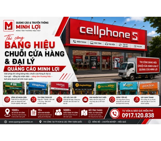 Thi công bảng hiệu chuỗi cửa hàng & đại lý - Quảng cáo minh lợi