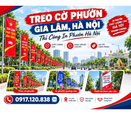 Treo Cờ Phướn Gia Lâm, Hà Nội - Thi Công In Phướn Hà Nội