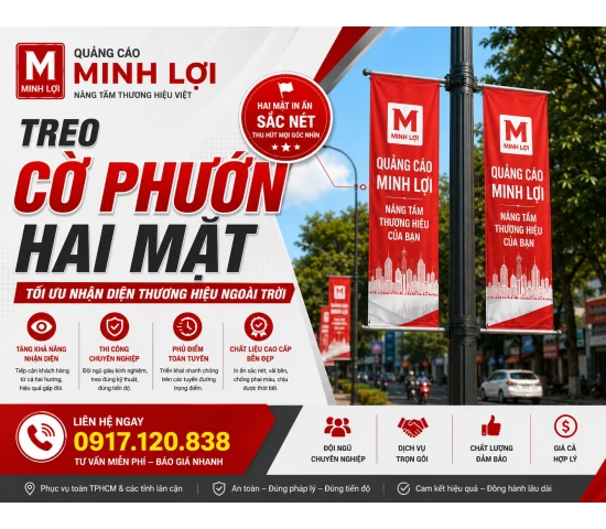 Treo Cờ Phướn Hai Mặt – Nhận Diện Thương Hiệu Ngoài Trời