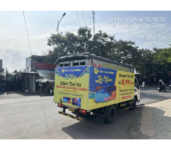 Chạy Roadshow Bến Tre - Quảng Cáo Taxi Bến Tre, Xe Tải