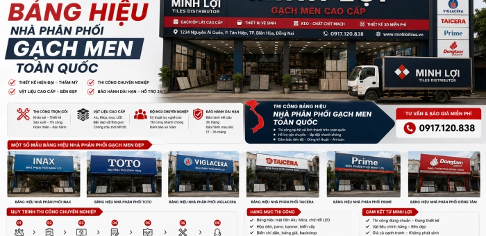 Thi Công Bảng Hiệu Nhà Phân Phối Gạch Men Toàn Quốc