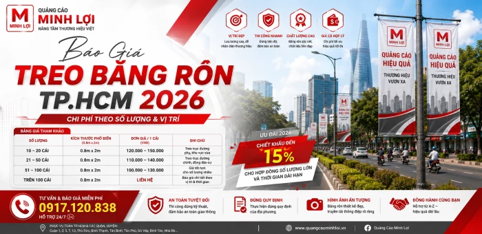 Báo Giá Treo Băng Rôn TPHCM 2026 – Chi Phí Theo Số Lượng & Vị Trí