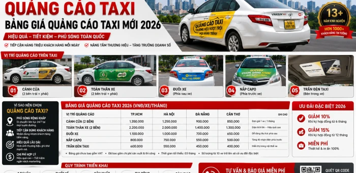 Quảng cáo taxi - Bảng giá quảng cáo taxi mới 2026