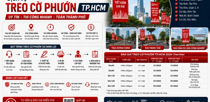 Dịch Vụ Treo Cờ Phướn TPHCM Uy Tín, Thi Công Nhanh Toàn Thành Phố