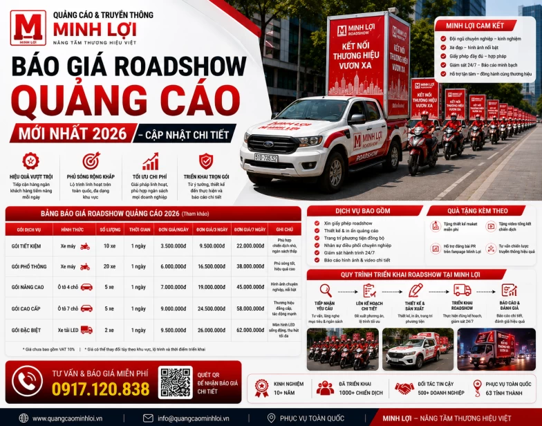 Báo Giá Roadshow Quảng Cáo Mới Nhất 2026 - Cập Nhật Chi Tiết