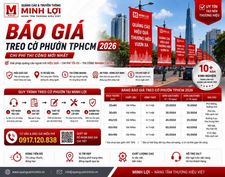 Báo Giá Treo Cờ Phướn TPHCM 2026 – Chi Phí Thi Công Mới Nhất