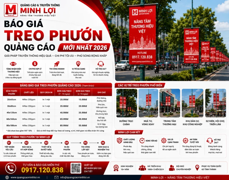 Báo Giá Treo Phướn Quảng Cáo Mới Nhất 2026