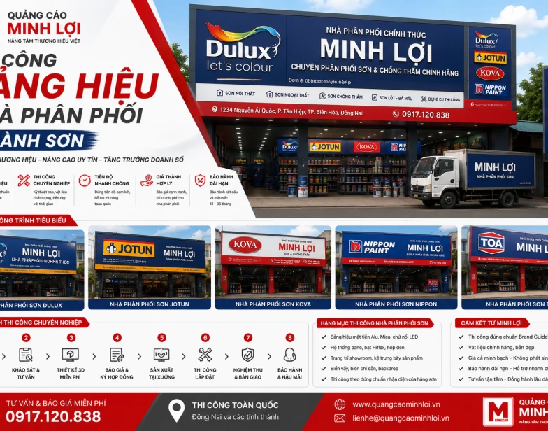 Thi Công Bảng Hiệu Nhà Phân Phối Ngành Sơn Chuyên Nghiệp Toàn Quốc