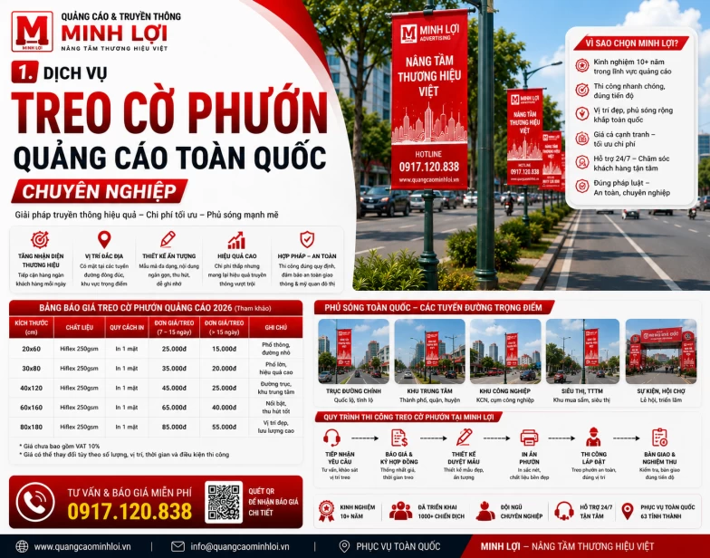 Dịch Vụ Treo Cờ Phướn Quảng Cáo Toàn Quốc Chuyên Nghiệp