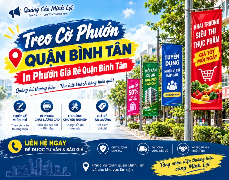 Treo Cờ Phướn Quận Bình Tân - In Phướn Giá Rẻ Quận Bình Tân
