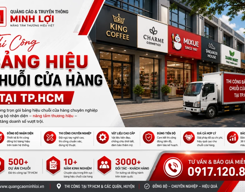Thi công bảng hiệu chuỗi cửa hàng tại TP.HCM