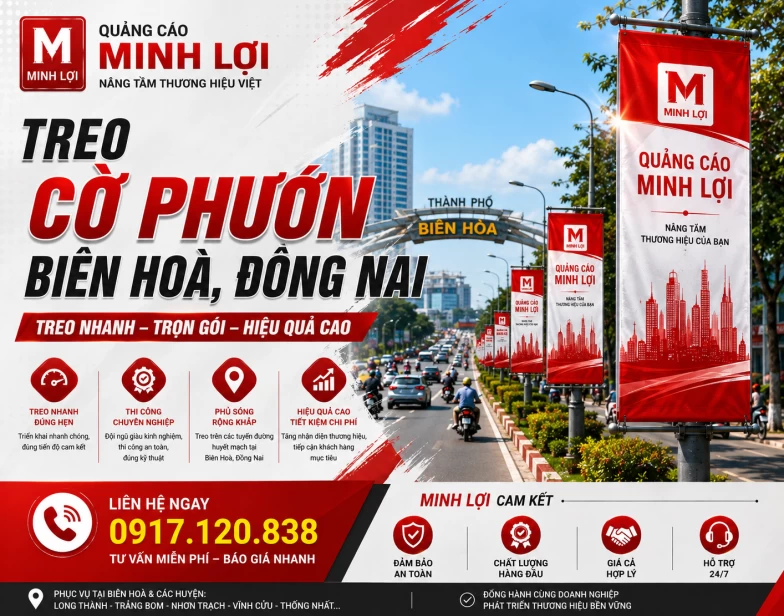 Treo Cờ Phướn Biên Hoà, Đồng Nai - Treo Nhanh Trọn Gói 