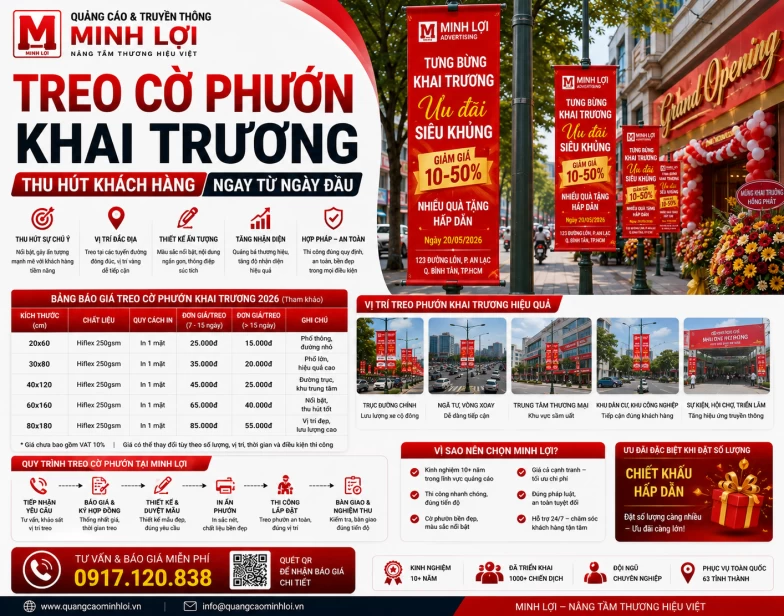 Treo Cờ Phướn Khai Trương – Thu Hút Khách Hàng Ngay Từ Ngày Đầu