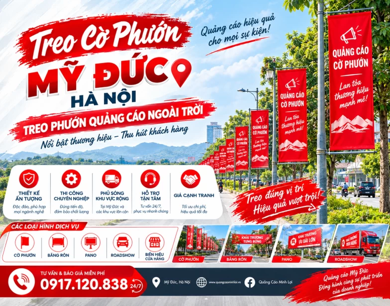 Treo Cờ Phướn Mỹ Đức, Hà Nội – Treo Phướn Quảng Cáo Ngoài Trời 