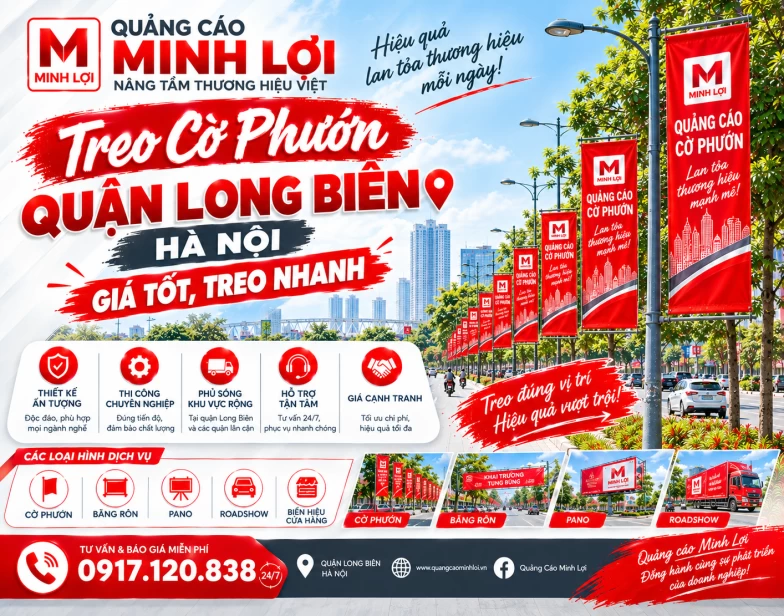 Treo Cờ Phướn Quận Long Biên, Hà Nội – Giá Tốt, Treo Nhanh